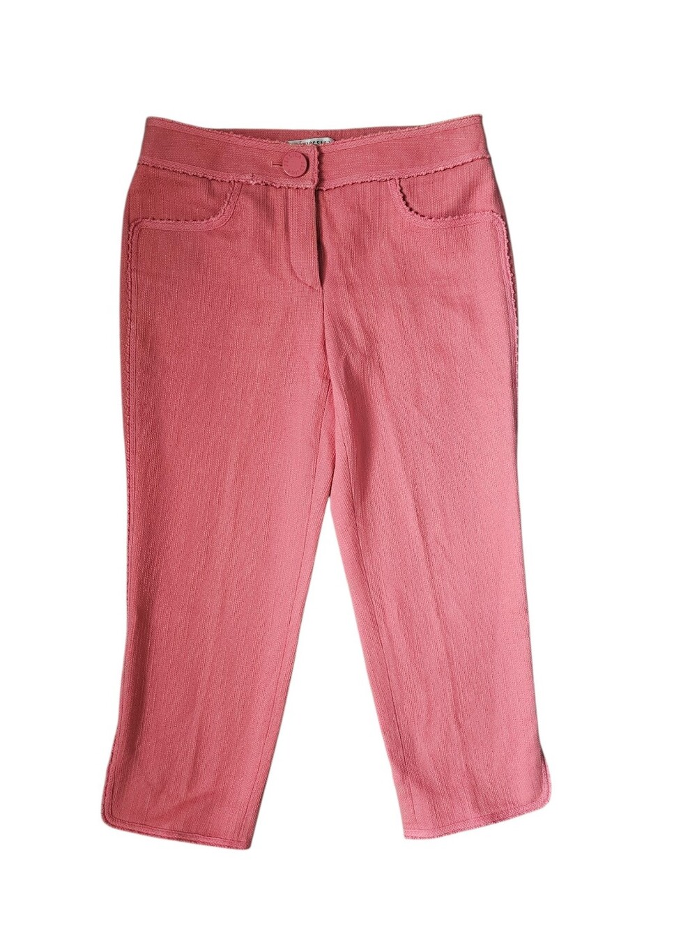 JESSICA BY CHRISTOPHER Coral Pink Boucle Crochet Trim Cropped Pants | SZ 2 / XS